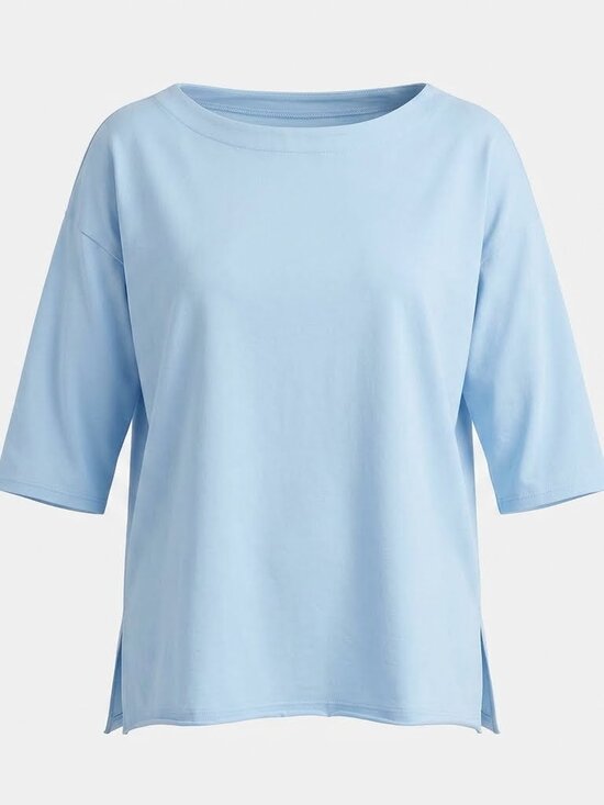 J. Jill Tops - J Jill Womens Luxe Supima Pleat Back Tunic Elbow Sleeve Size XL Light Blue